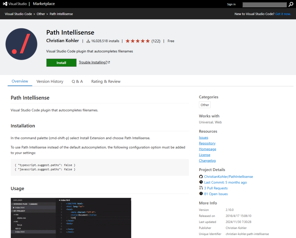 Path Intellisense