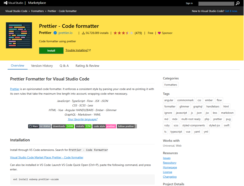 Prettier - Code formatter
